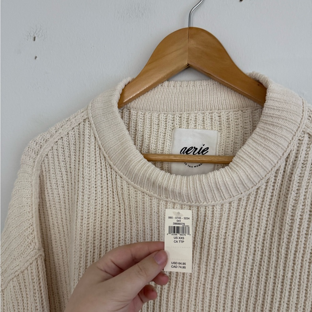 Aerie Cozy Cream Chenille Ribbed Sweater NWT - Picture 5 of 6